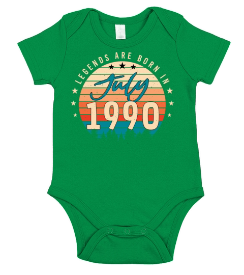 Birthday Greeting 1990 July Short Sleeve Baby One-Piece