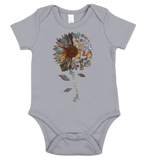 Bulldog Sunflower You Are My World Dog Themed Lady Short Sleeve Baby One-Piece