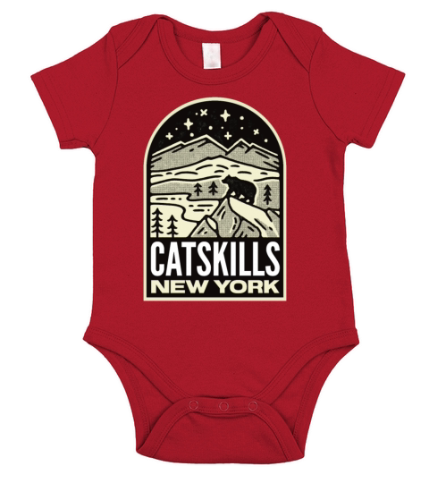Catskills New York Mountains Vintage Short Sleeve Baby One-Piece