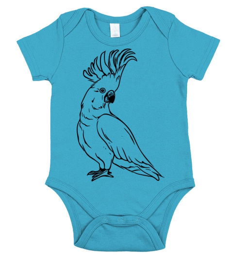 Cockatoo Portrait Bird Drawing Short Sleeve Baby One-Piece