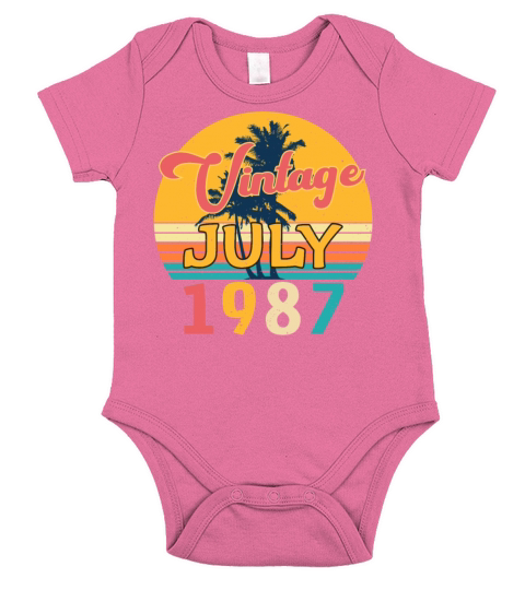 Cool Birthday Greeting For July 1987 Short Sleeve Baby One-Piece