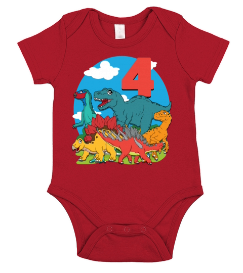 Dinosaur Dinosaur Paradise For Ages 4 Short Sleeve Baby One-Piece