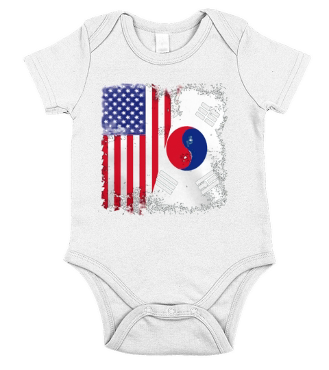 Half South Korean And American Flag Short Sleeve Baby One-Piece