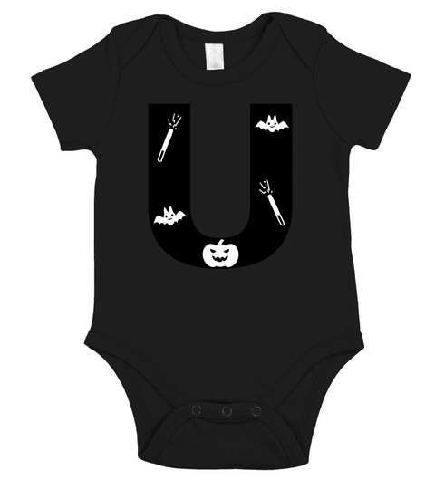 Halloween Alphabets Numbers Clipart U Short Sleeve Baby One-Piece