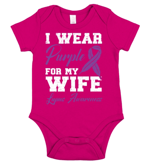 I Wear Purple For My Wife Lupus Awareness Support Short Sleeve Baby One-Piece