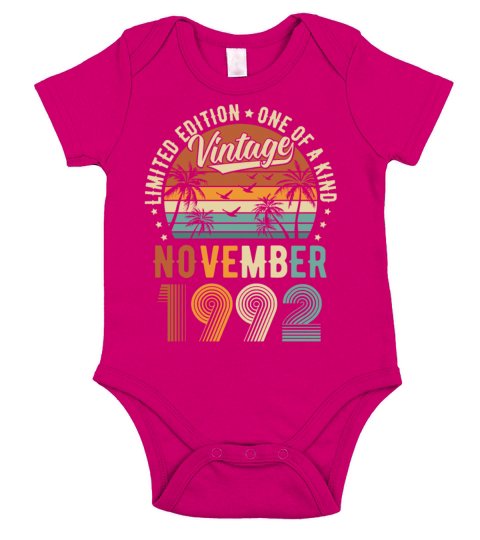 Limited Edition November 1992 Birthday Present Short Sleeve Baby One-Piece