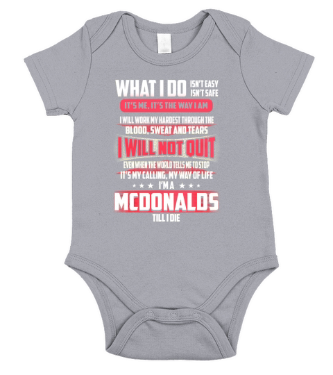 Mcdonalds What I do Job Shirts Short Sleeve Baby One-Piece