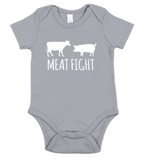 Meat Fight Pig Cow Funny Novelty T-Shirt Short Sleeve Baby One-Piece