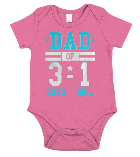Mens Dad of Three Boys and One Girl Football Score Style Shirt Short Sleeve Baby One-Piece