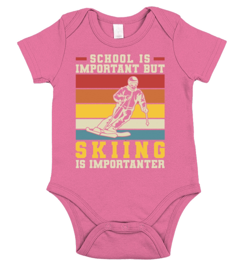 School Is Important But Skiing Is Importanter Short Sleeve Baby One-Piece