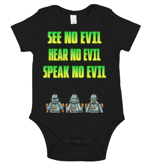 See No Evil Hear No Evil Speak No Funny Quote Short Sleeve Baby One-Piece