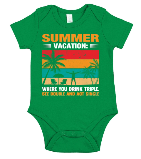 Summer vacation where you drink triple see double Short Sleeve Baby One-Piece