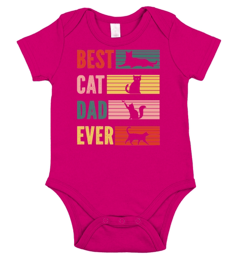 Vintage Best Cat Dad Ever Cat Daddy Gift Short Sleeve Baby One-Piece