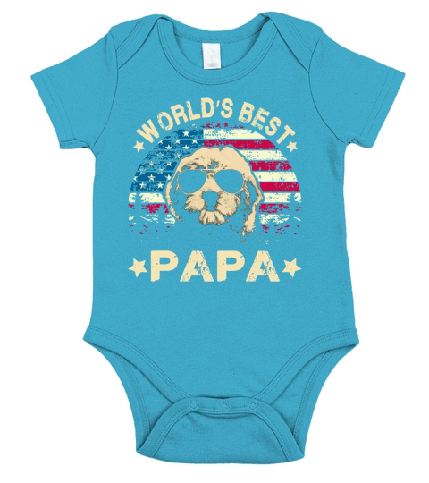 World Best Doodle Papa American Flag 4th Of July shirt Short Sleeve Baby One-Piece