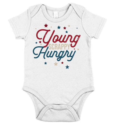 Young Scrappy Hungry 4th of July for USA Patriots Short Sleeve Baby One-Piece