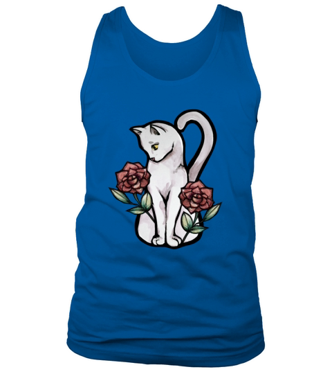 Vintage White Cat Roses Tank Top Unisex