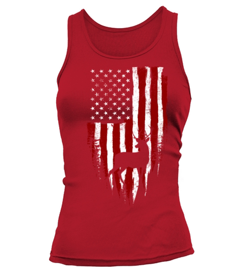 American Flag Buck Elk Vintage Hunter Hunting Gift Tank top Woman