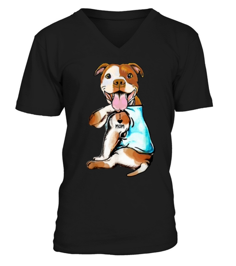 American Staffordshire Terrier i love mom tattoos shirt V-Neck T-shirt