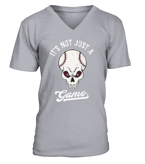 Baseball Lover Skully Not Just A Game V-Neck T-shirt