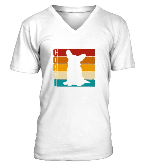Corgi Retro Vintage V-Neck T-shirt