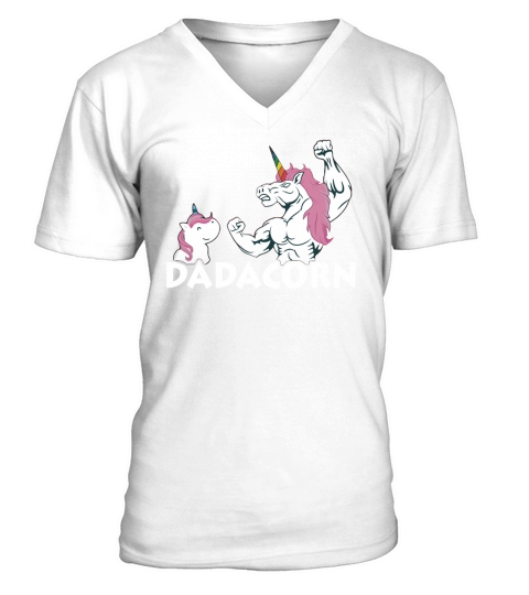 Dadacorn unicorn dad and baby fathers day shirt V-Neck T-shirt