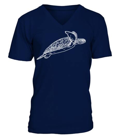 Elegant Vintage Sea Turtle V-Neck T-shirt