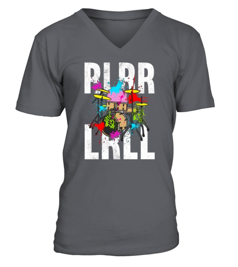 Funny Drummer Drumming RLRR LRLL Drum V-Neck T-shirt
