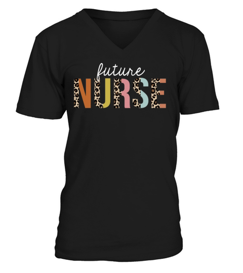 Future Nurse Colorful Leopard Print Funny V-Neck T-shirt