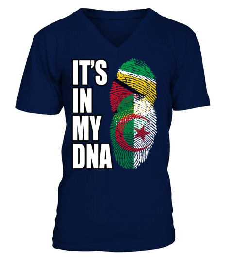 Guyanese And Algerian Mix Heritage DNA Flag V-Neck T-shirt
