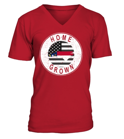 Land Map America US Flag Home Grown North Carolina V-Neck T-shirt
