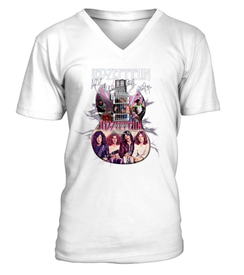 Led Zeppelin Guitar Signatures V-Neck T-shirt