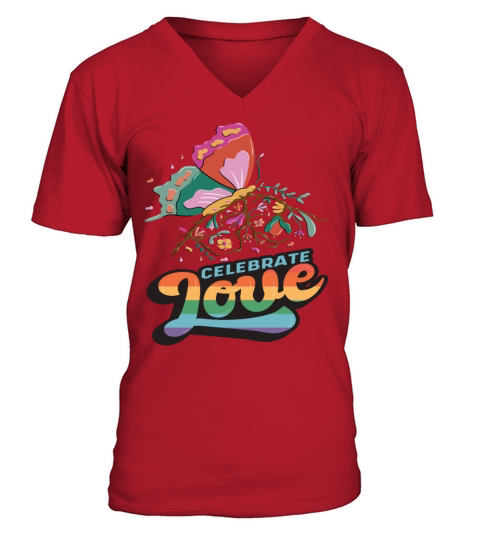 Love Butterfly Motivational Quote with Butterflies V-Neck T-shirt