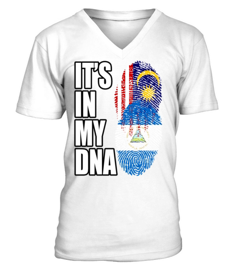 Malaysian And Nicaraguan Mix Heritage DNA Flag V-Neck T-shirt