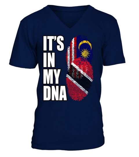 Malaysian And Trinidad Tobago Mix Heritage DNA Fla V-Neck T-shirt