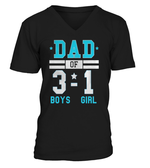 Mens Dad of Three Boys and One Girl Football Score Style Shirt V-Neck T-shirt