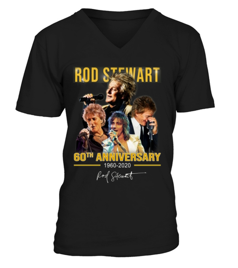 Rod Stewart 60th anniversary 1960-2020 signature shirt V-Neck T-shirt