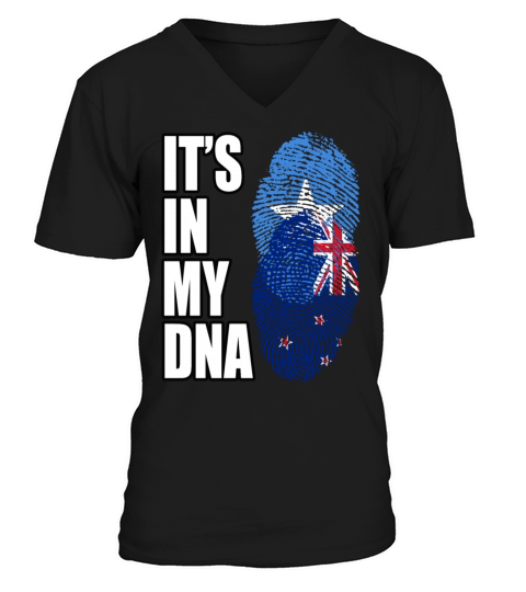 Somali And New Zealand Vintage Heritage DNA Flag V-Neck T-shirt