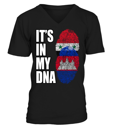 Syrian And Cambodian Vintage Heritage DNA Flag V-Neck T-shirt