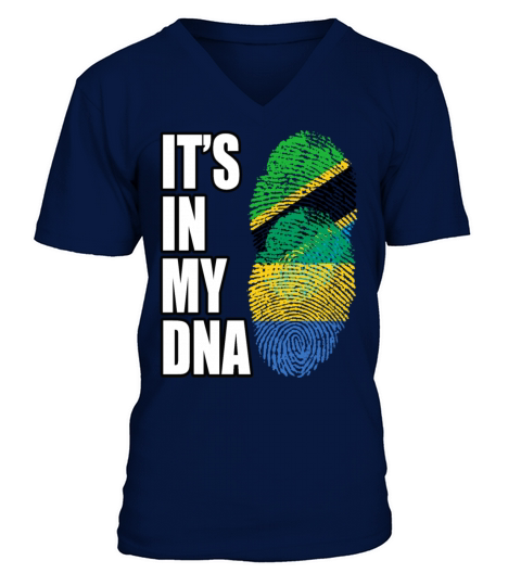 Tanzanian And Gabonese Vintage Heritage DNA Flag V-Neck T-shirt