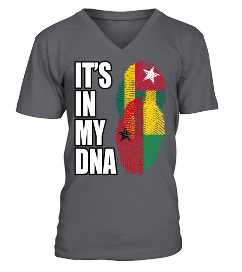 Togolese And Bissau Guinean Mix Heritage DNA Flag V-Neck T-shirt