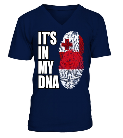 Tongan And Indonesian Mix Heritage DNA Flag V-Neck T-shirt