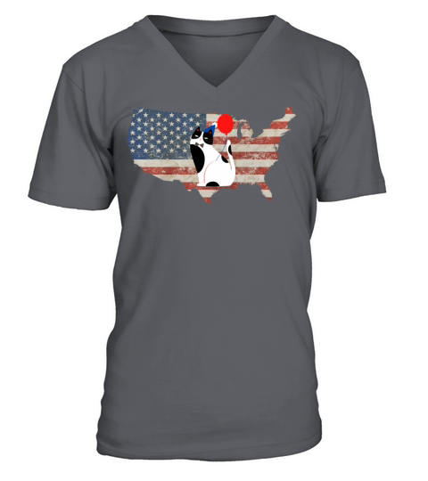 Tuxedo Cat American Flag 4th Of July V-Neck T-shirt