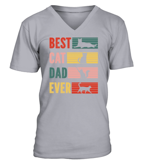 Vintage Best Cat Dad Ever Cat Daddy Gift V-Neck T-shirt