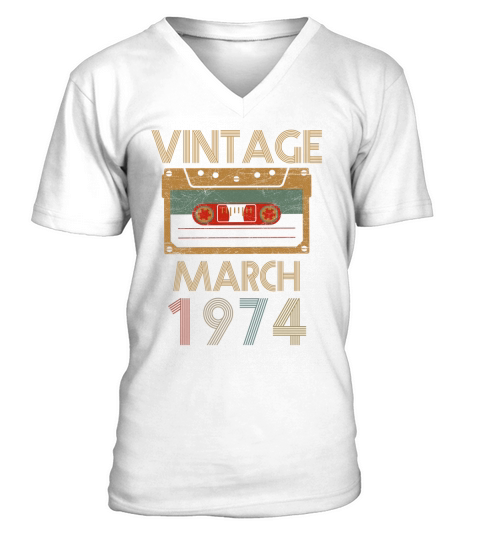 vintage march 1974 V-Neck T-shirt