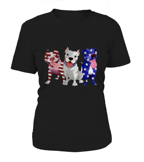 Pitbull Red White Blue Stars American Flag 4th Of July shirt Women's T-Shirt