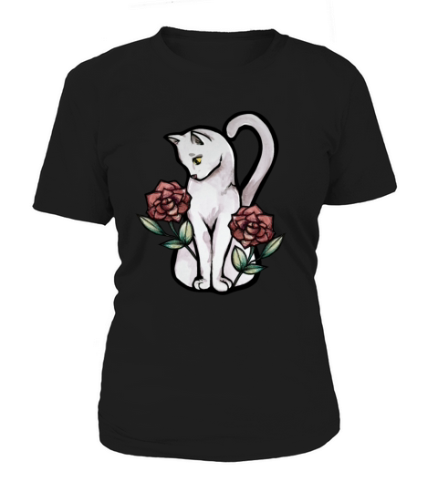 Vintage White Cat Roses Women's T-Shirt