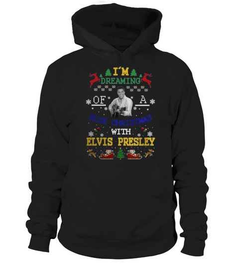 Blue Christmas with Elvis Presley Hoodie Unisex