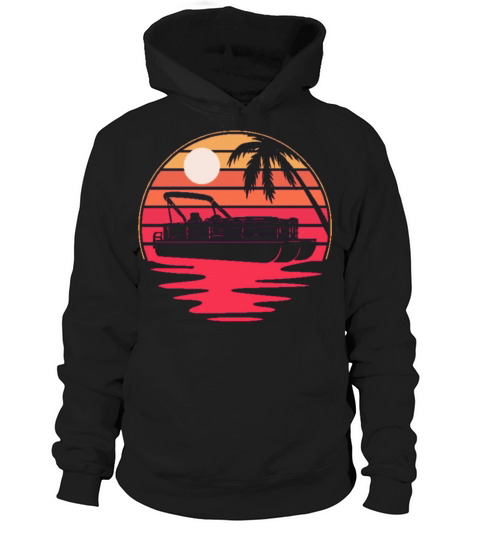 Pontoon boat retro sunset captain graphic design Hoodie Unisex