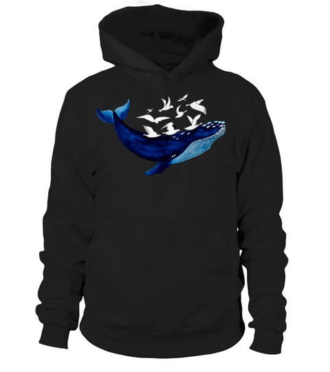 Whale and seagulls I Air and water Hoodie Unisex