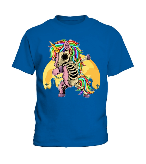 Dabbing Zombie Unicorn Skeleton Halloween Gift Kids T-Shirt